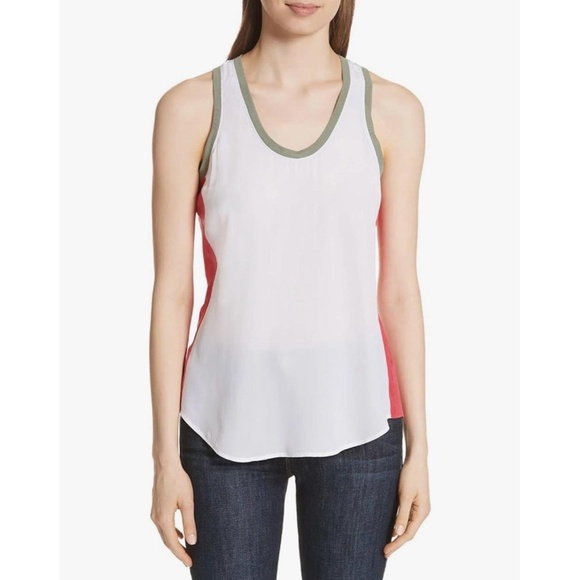 EQUIPMENT Femme NWT Womens Mel Tank with Contrast in Bright White-Size Small - Picture 1 of 12